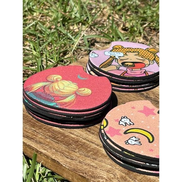 Sailor Moon Light Pink Car Coasters 2 Pack - Picture 8 of 10